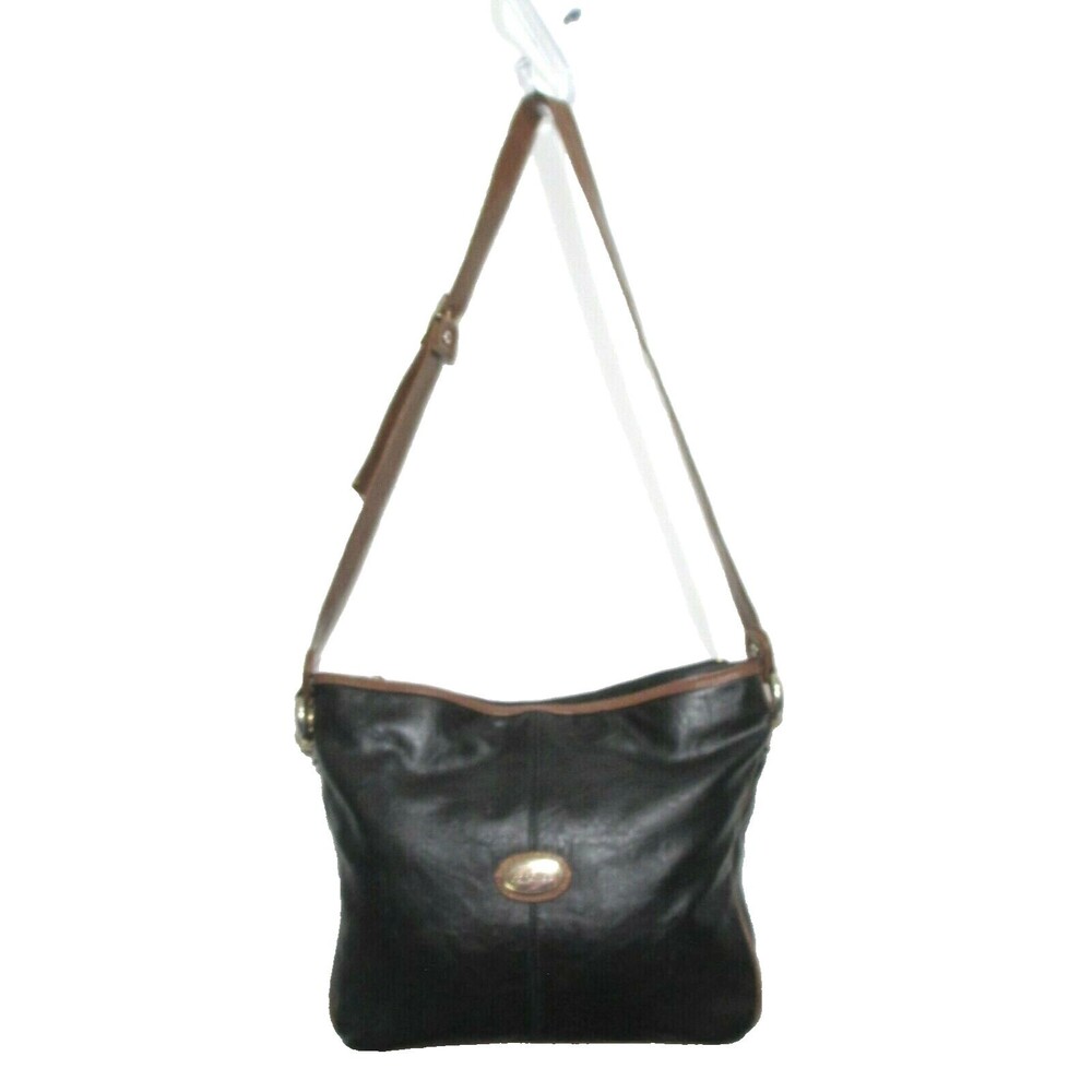 VTG Capezio Black Faux Leather Crossbody Bag 12x11